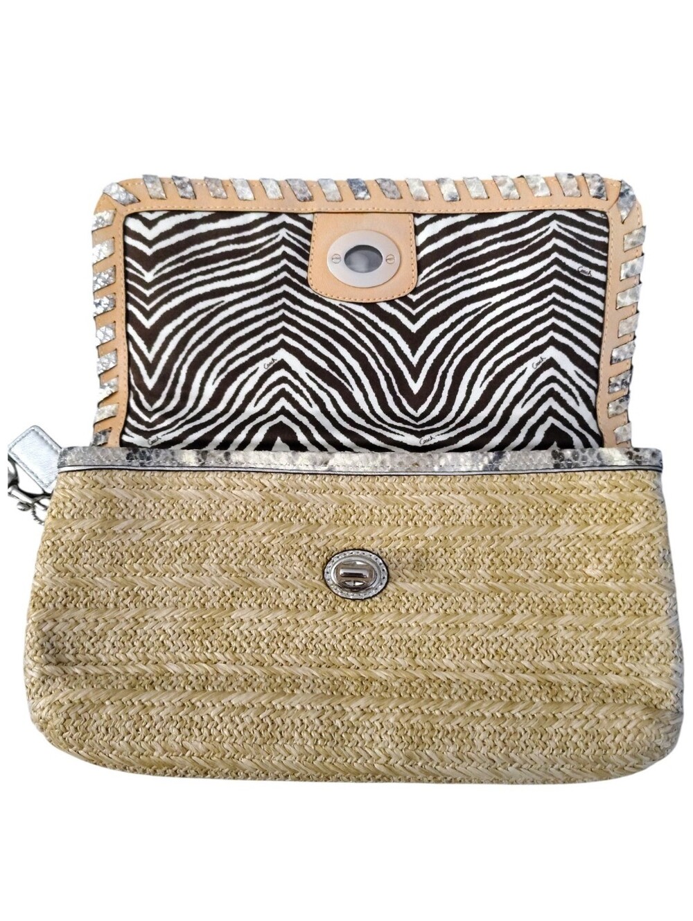 Coach Straw Python Clutch Wristlet - Picture 3 of 10